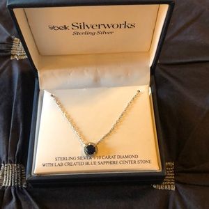 Sterling Silver 1/10 Carat Diamond W/Sapphire